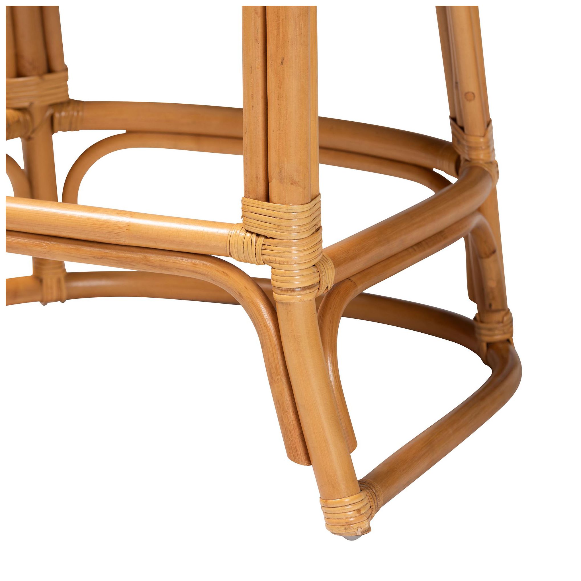 bali & pari Veneto Modern Light Honey and Dark Brown Rattan Bar Stool