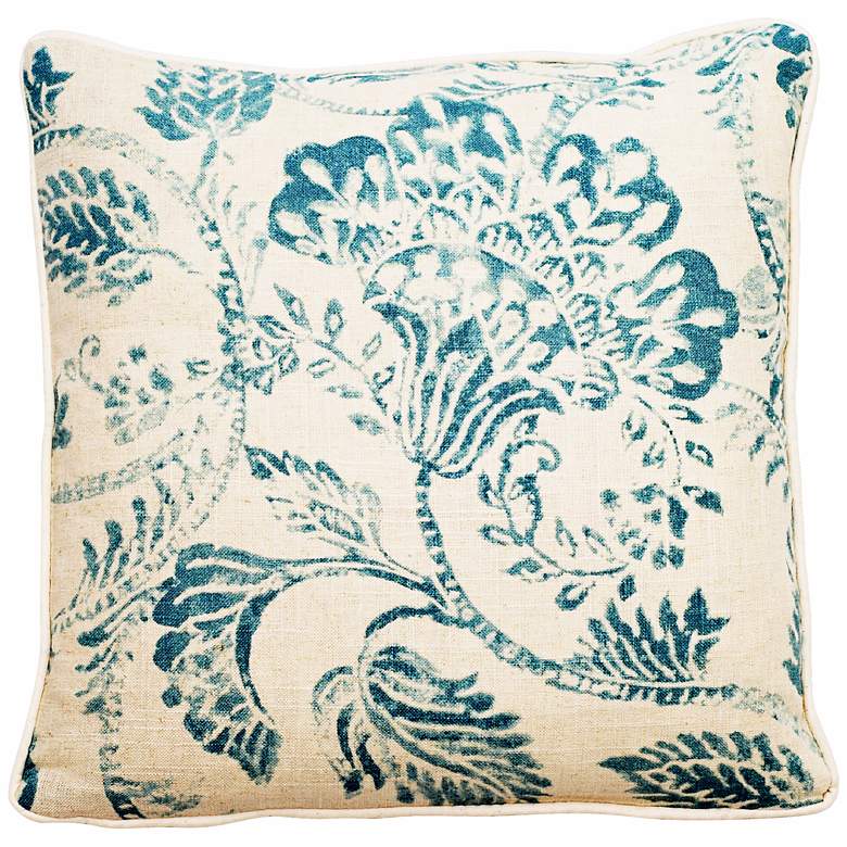 Image 1 Bali Antique Blue 22 inch Square Linen Throw Pillow