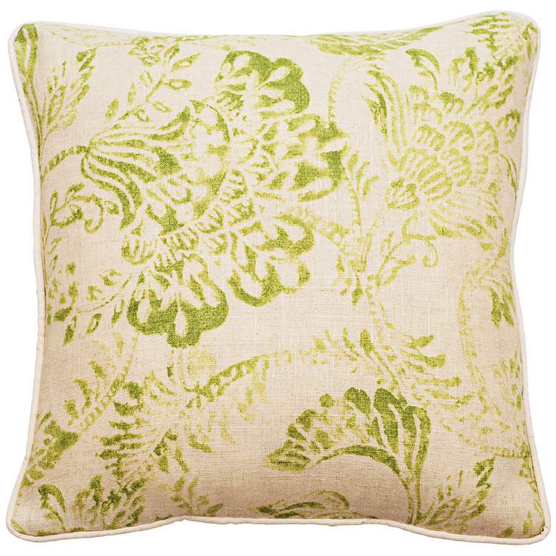 Image 1 Bali Bright Green 22 inch Square Linen Throw Pillow