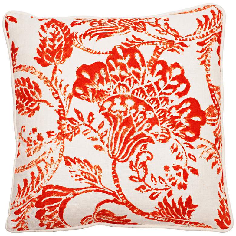 Image 1 Bali Bright Orange 22 inch Square LinenThrow Pillow