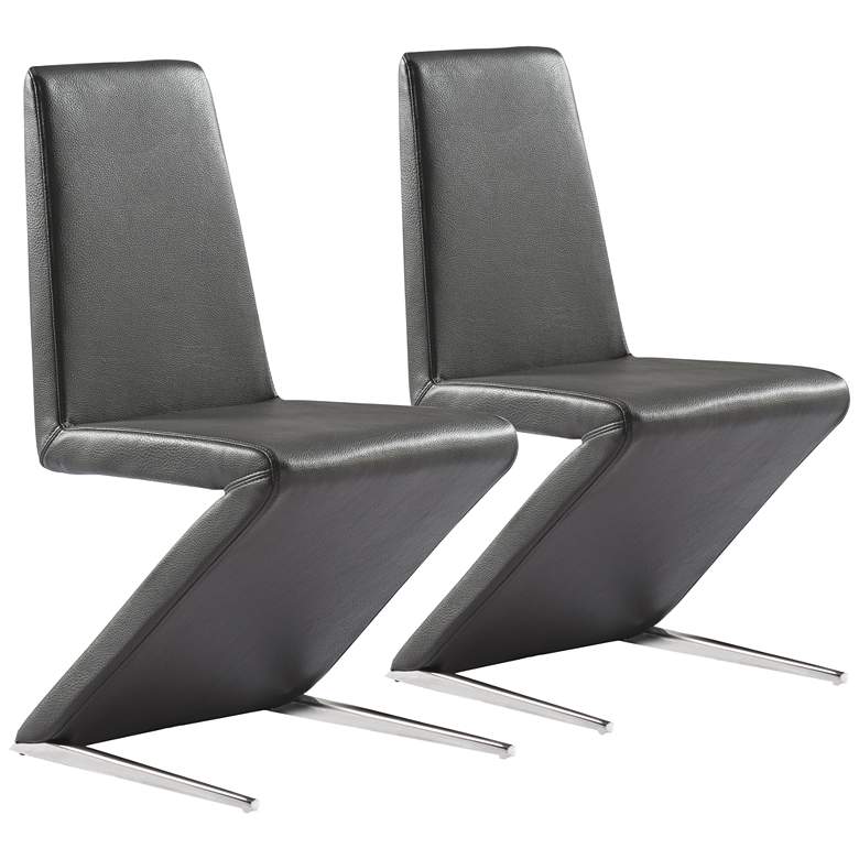 Image 1 Bali Dark Gray Faux Leather Dining Chair Set of 2