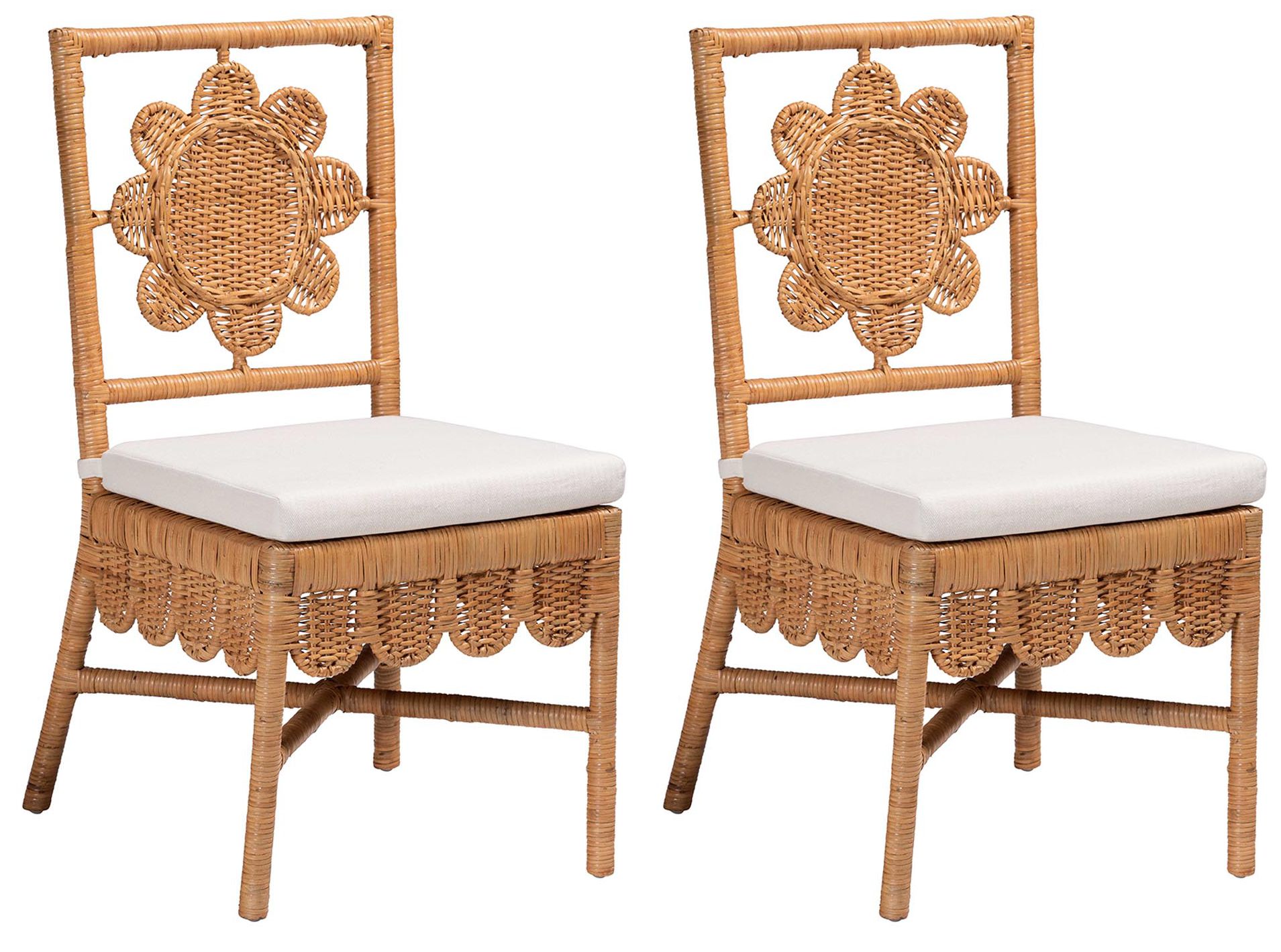 Image 2 bali & pari Abagale Rattan 2-Piece Dining Chair Set with Removable Cushion