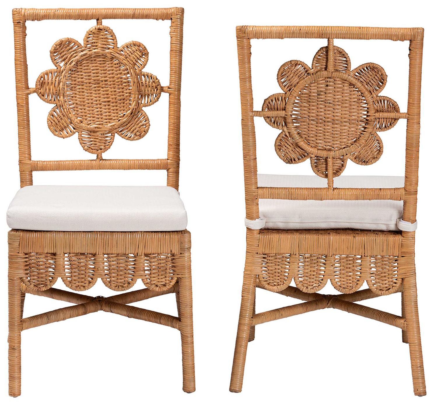 Image 3 bali & pari Abagale Rattan 2-Piece Dining Chair Set with Removable Cushion more views