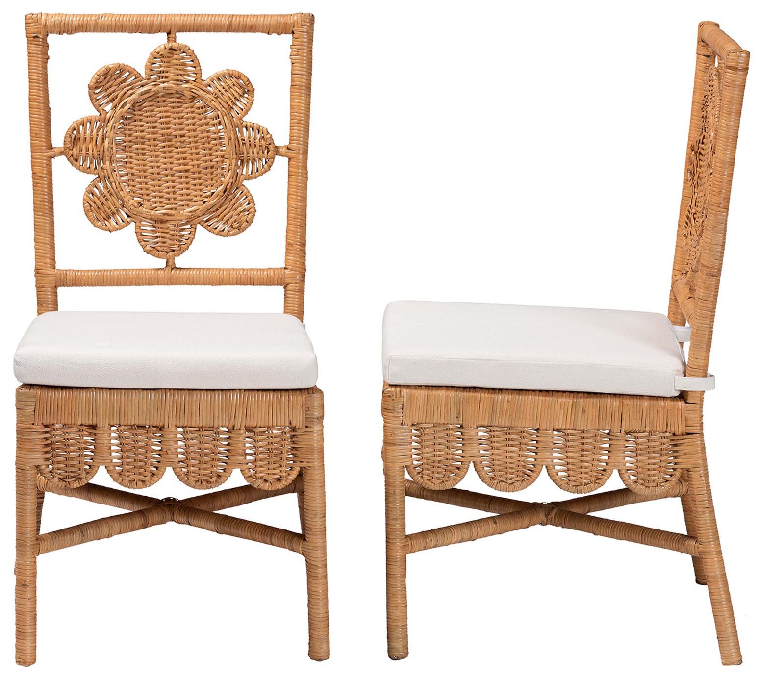 Image 4 bali & pari Abagale Rattan 2-Piece Dining Chair Set with Removable Cushion more views