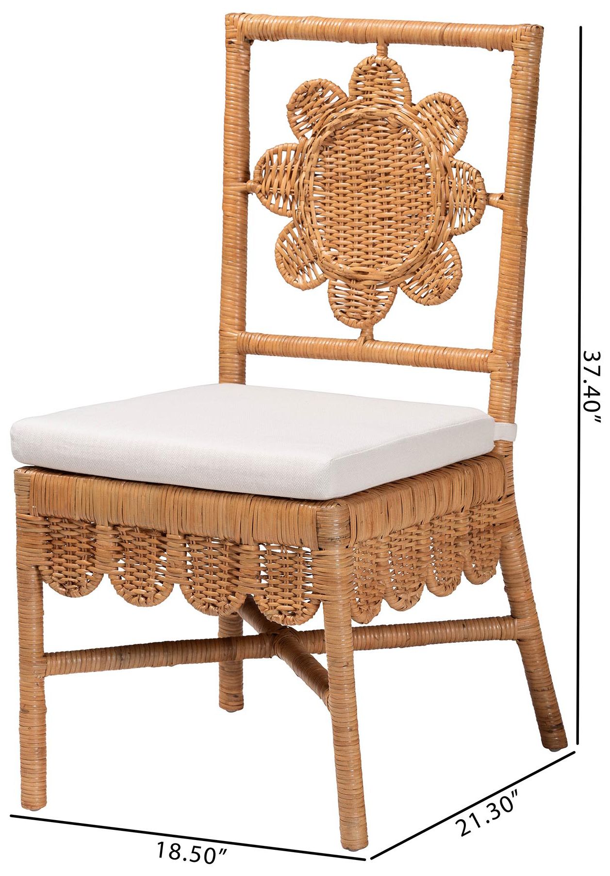 bali & pari Abagale Rattan 2-Piece Dining Chair Set with Removable Cushion