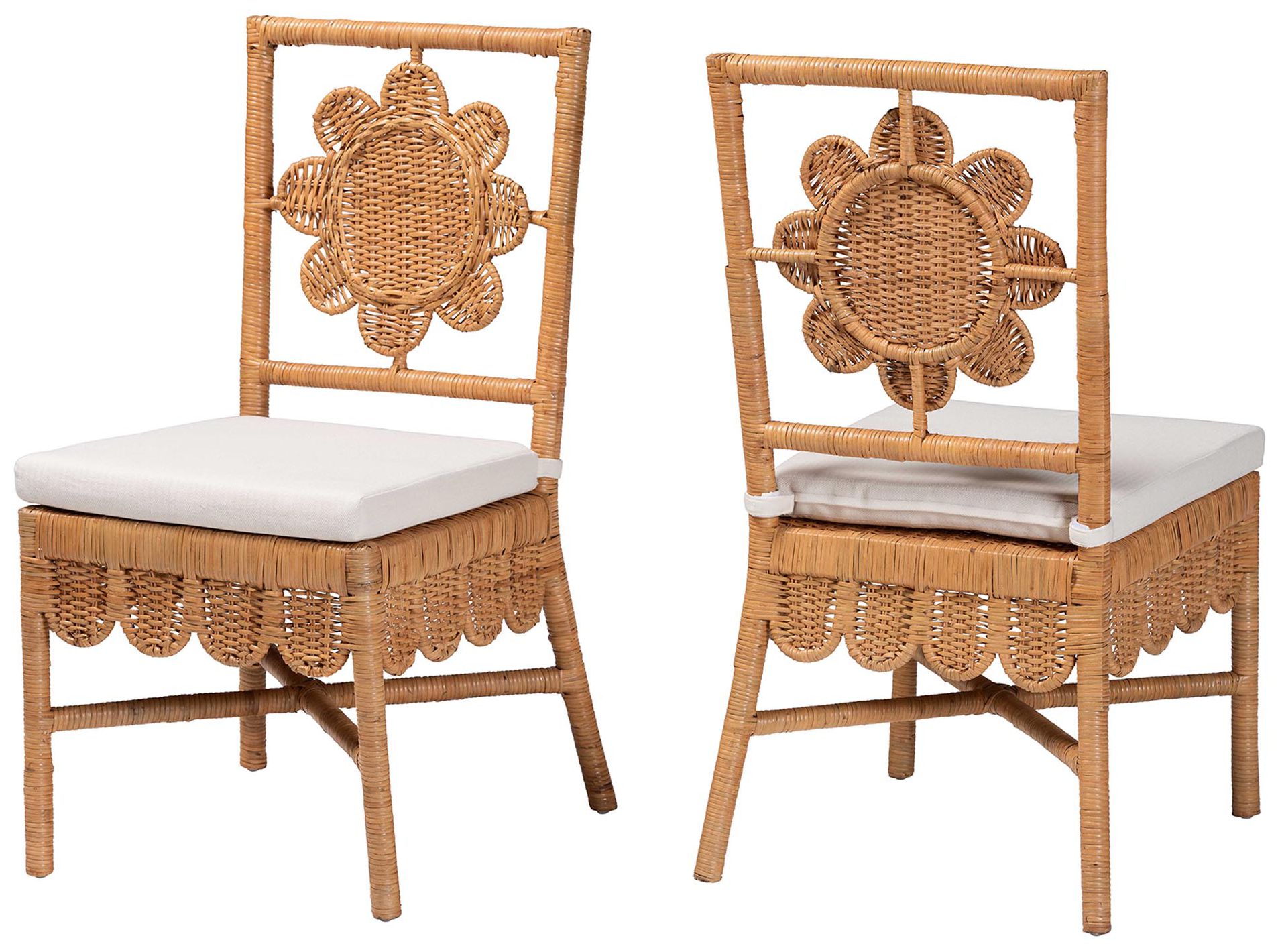 bali & pari Abagale Rattan 2-Piece Dining Chair Set with Removable Cushion