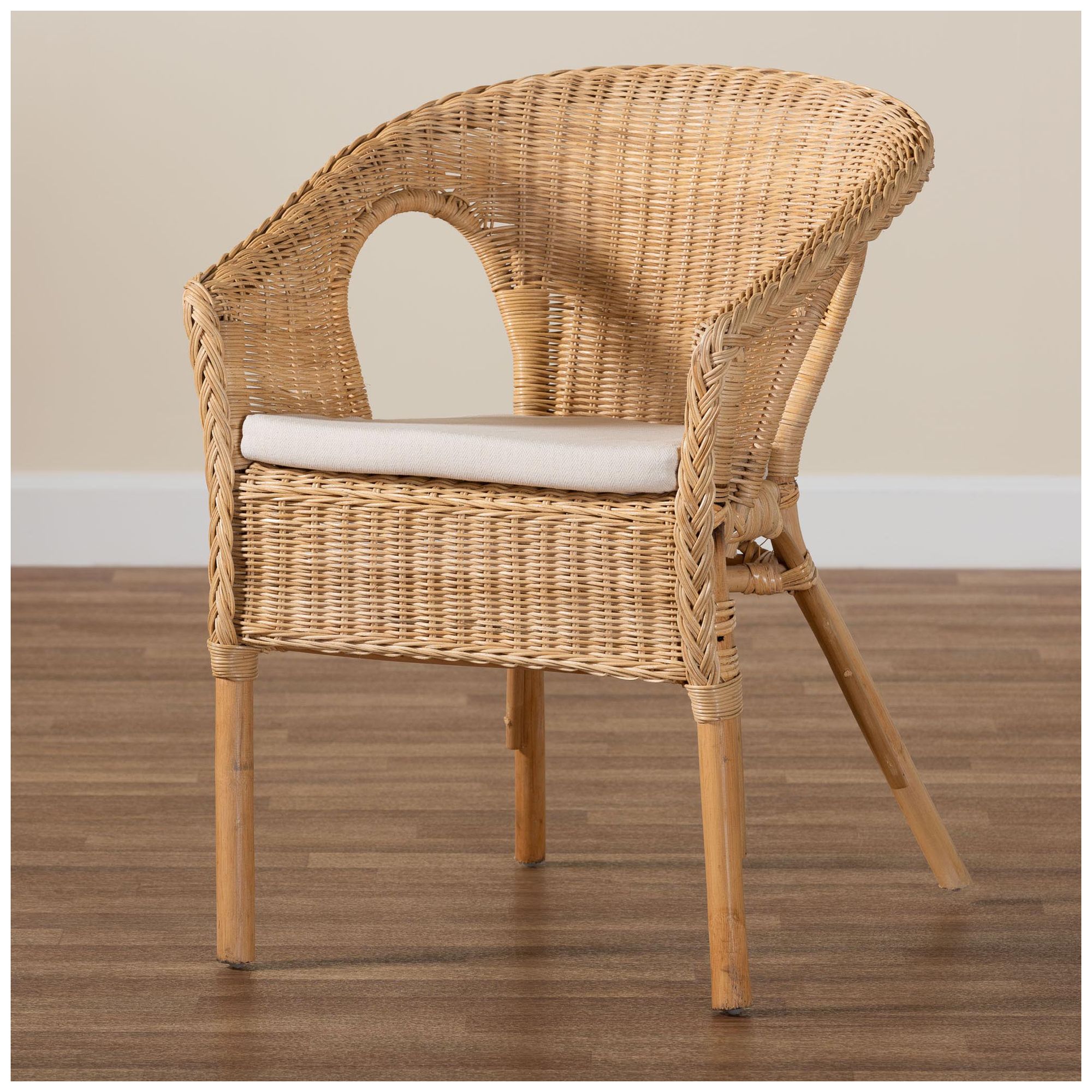bali & pari Abbey Modern Bohemian Natural Rattan Dining Chair