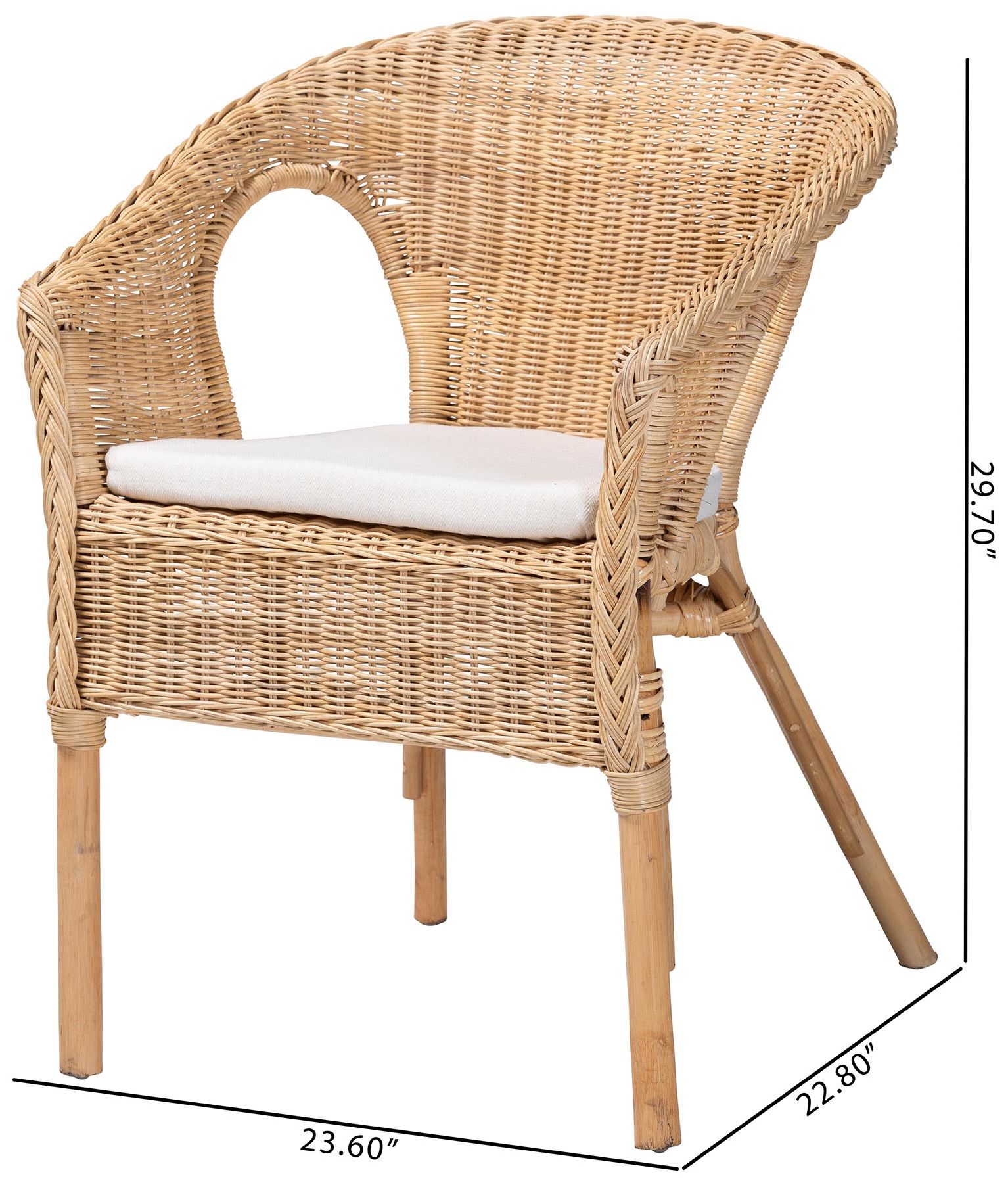 bali & pari Abbey Modern Bohemian Natural Rattan Dining Chair