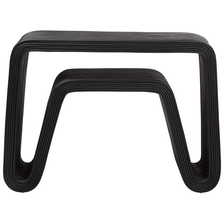 Image 3 bali & pari Abebi Black Rattan Console Table - Modern Accent Table more views