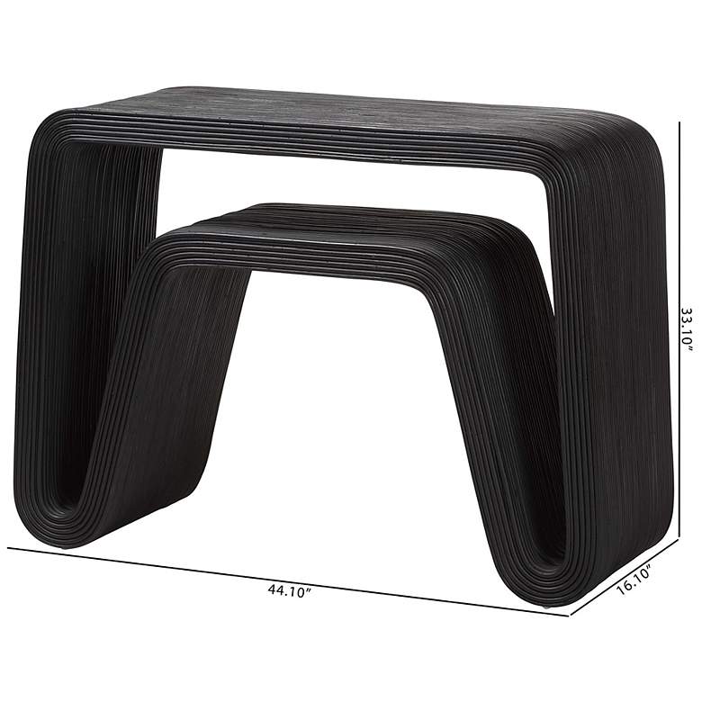 Image 7 bali & pari Abebi Black Rattan Console Table - Modern Accent Table more views