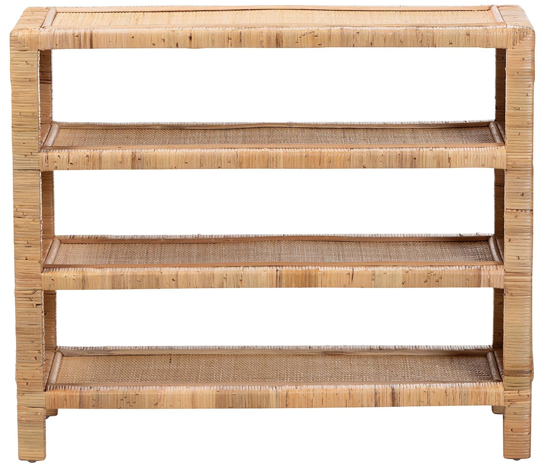 Image 3 bali & pari Abelia Natural Rattan 4-Tier Display Shelf-Coastal Bookcase more views