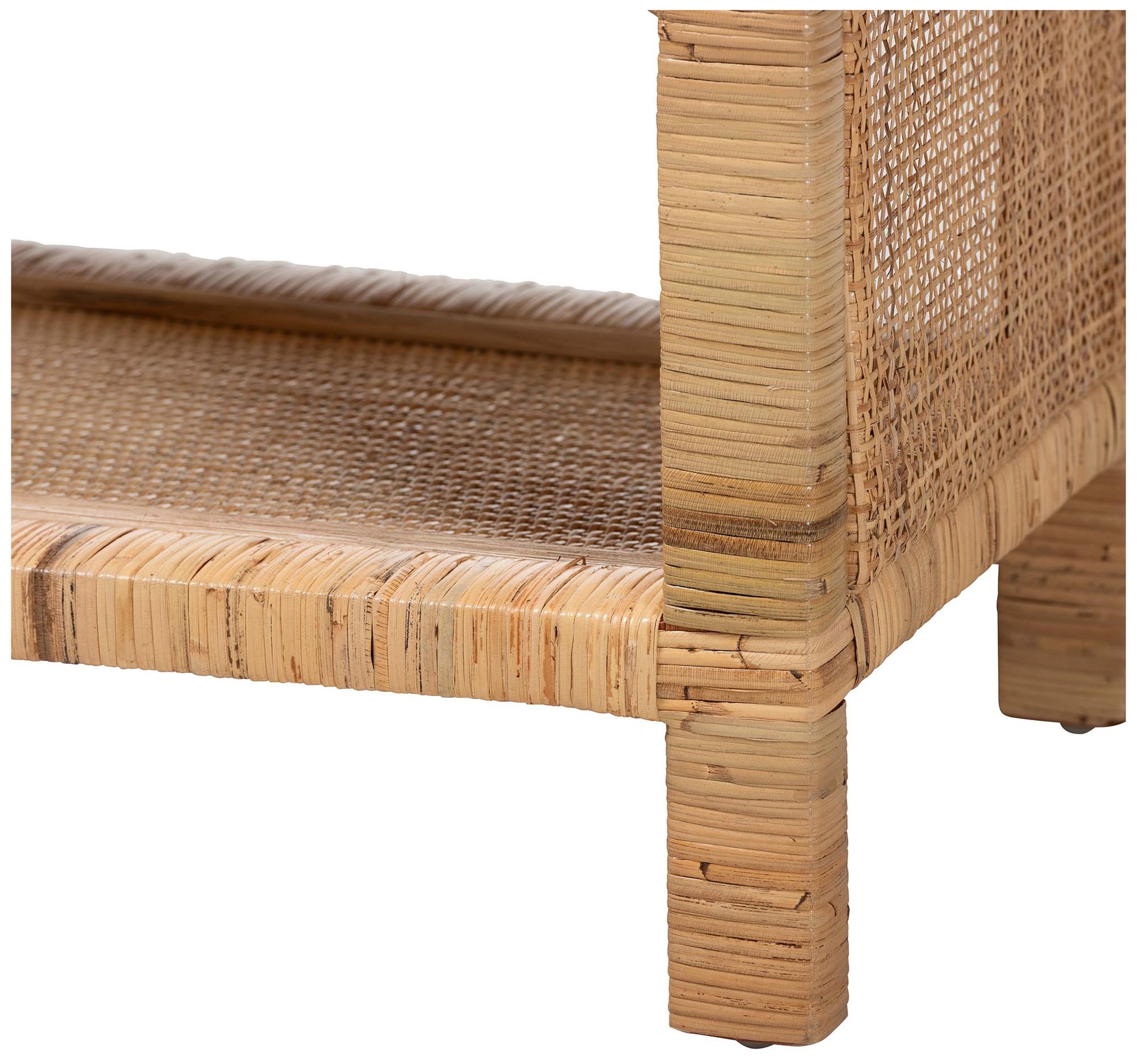 Image 5 bali & pari Abelia Natural Rattan 4-Tier Display Shelf-Coastal Bookcase more views