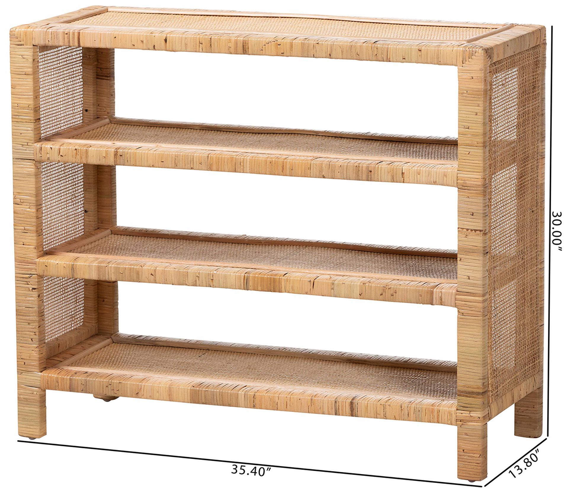 Image 7 bali & pari Abelia Natural Rattan 4-Tier Display Shelf-Coastal Bookcase more views