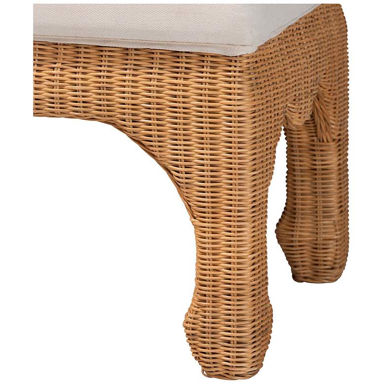 Image 5 bali & pari Abena Boho Ming Style Natural Rattan Bench with Cushion more views