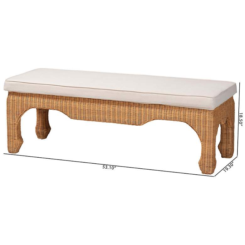 Image 7 bali & pari Abena Boho Ming Style Natural Rattan Bench with Cushion more views