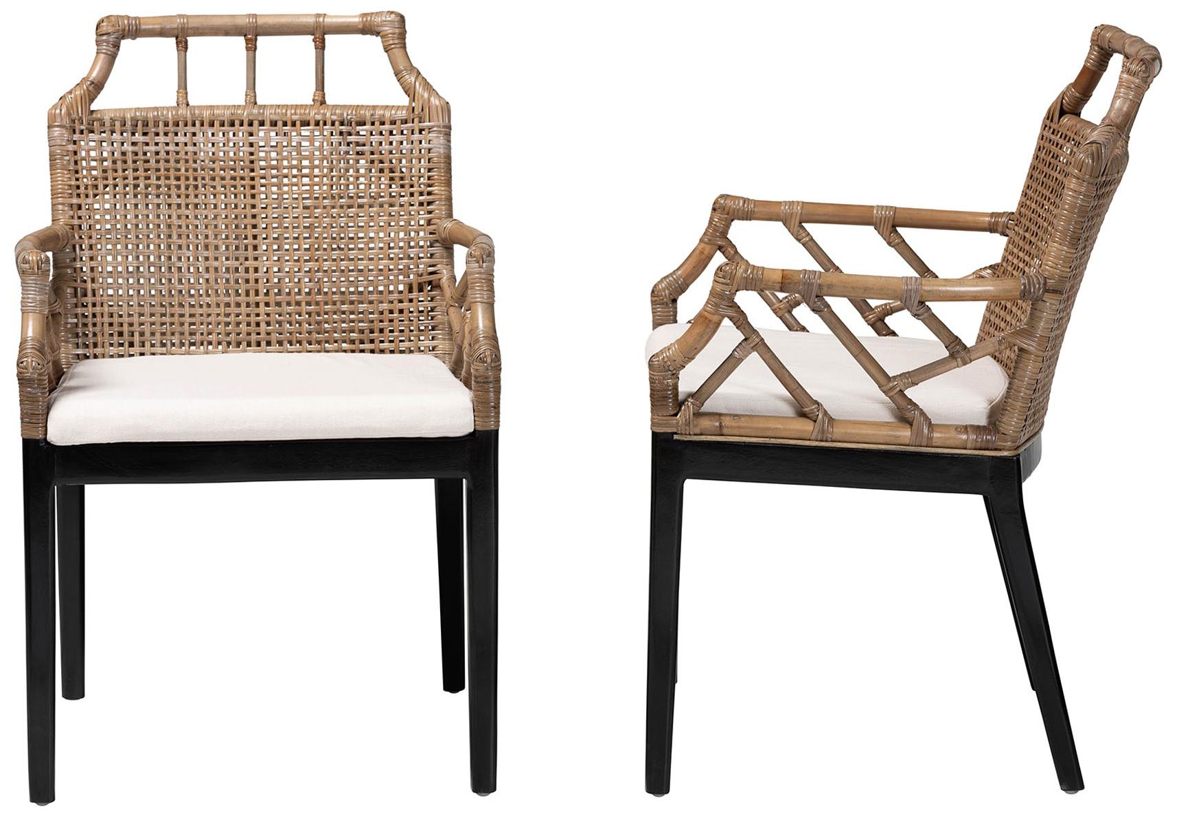 Image 4 bali & pari Abiel Natural Rattan 2 Piece Dining Armchair Set with Cushion more views