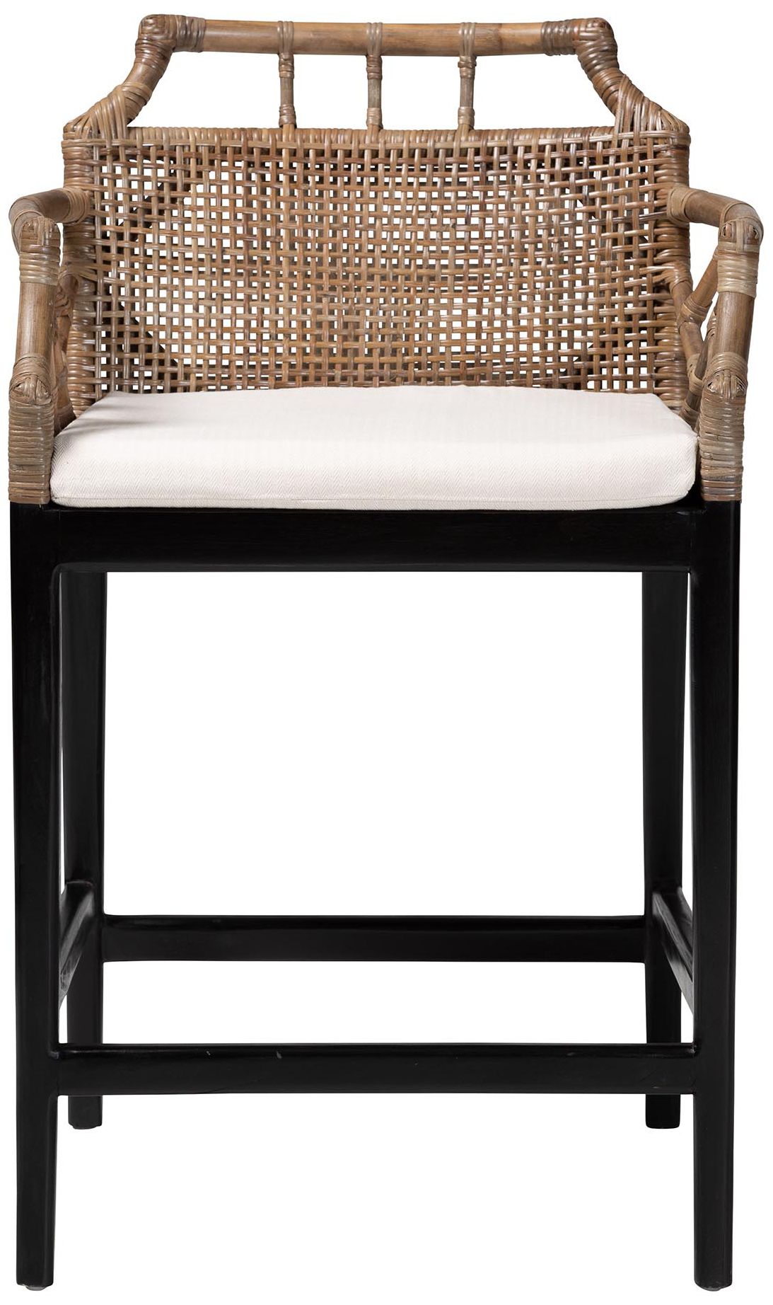 Image 3 bali & pari Abiel Rattan Counter Stool with Arms and Removable Cushion more views