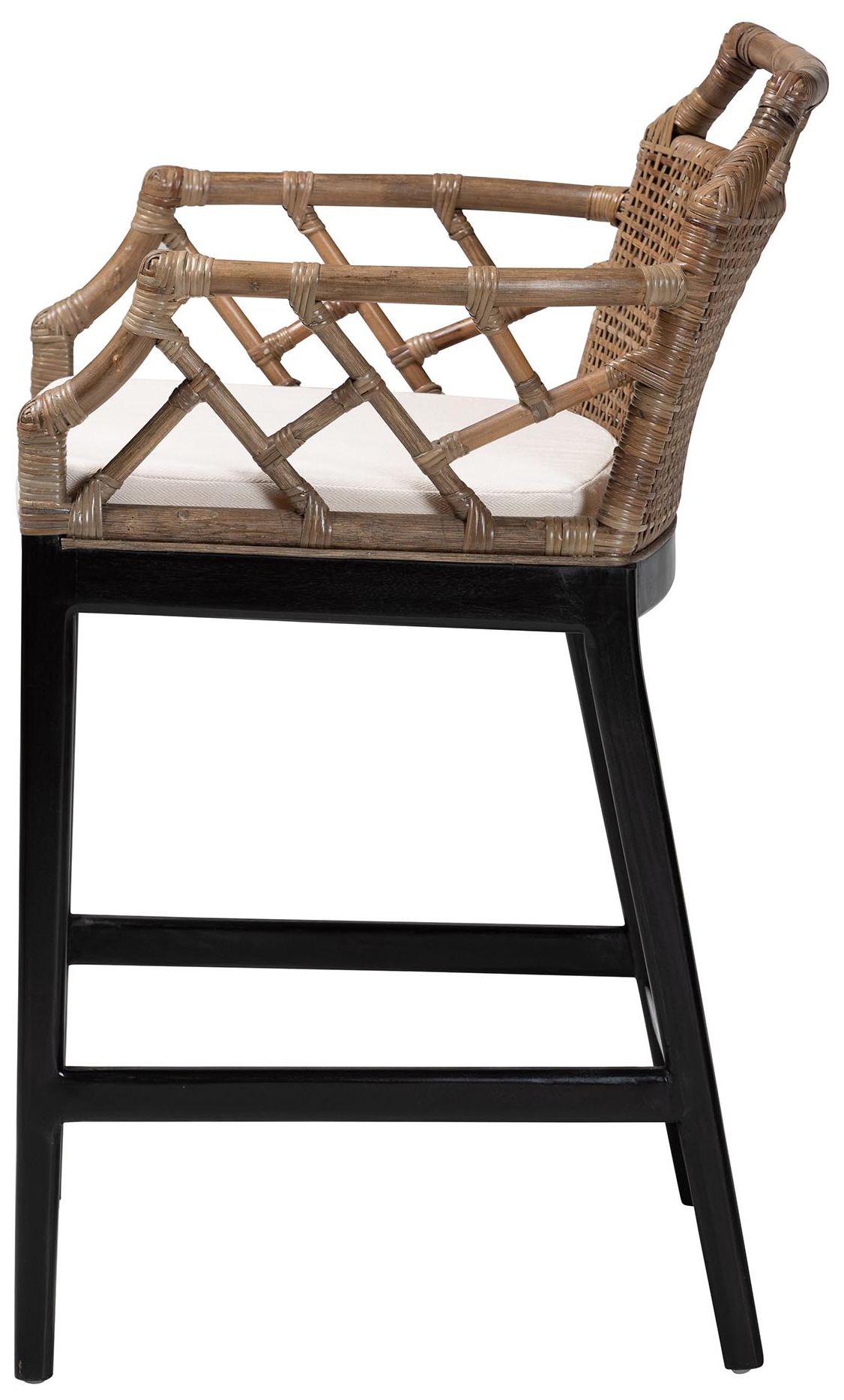 Image 4 bali & pari Abiel Rattan Counter Stool with Arms and Removable Cushion more views