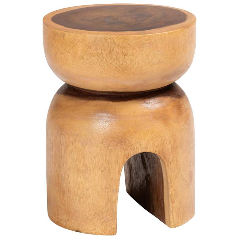 Image 2 bali & pari Abrina Solid Suar Wood Side Table - Hand-Carved End Table