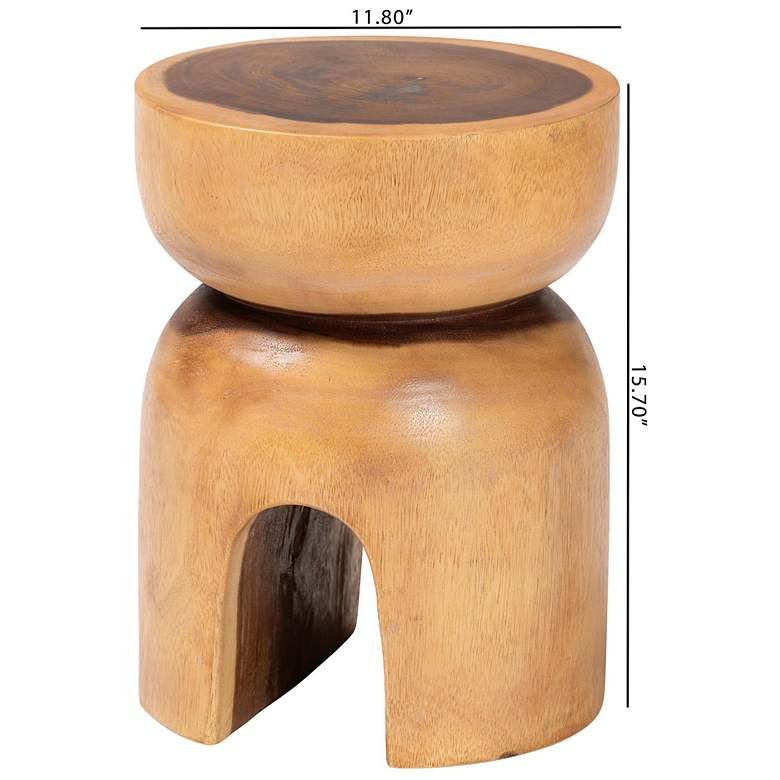 Image 7 bali & pari Abrina Solid Suar Wood Side Table - Hand-Carved End Table more views