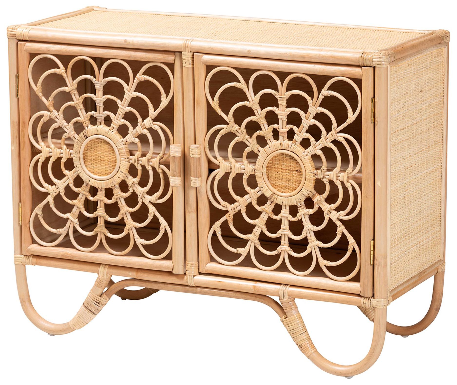Image 2 bali & pari Acelin Natural Rattan Storage Cabinet - Accent Console