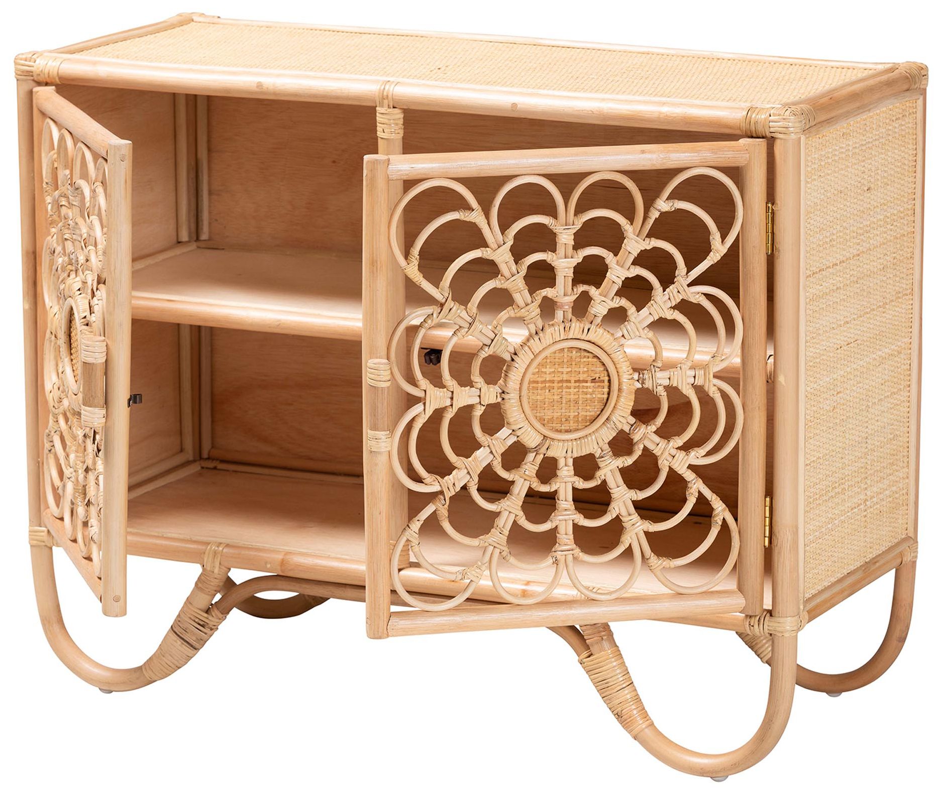 Image 3 bali & pari Acelin Natural Rattan Storage Cabinet - Accent Console more views