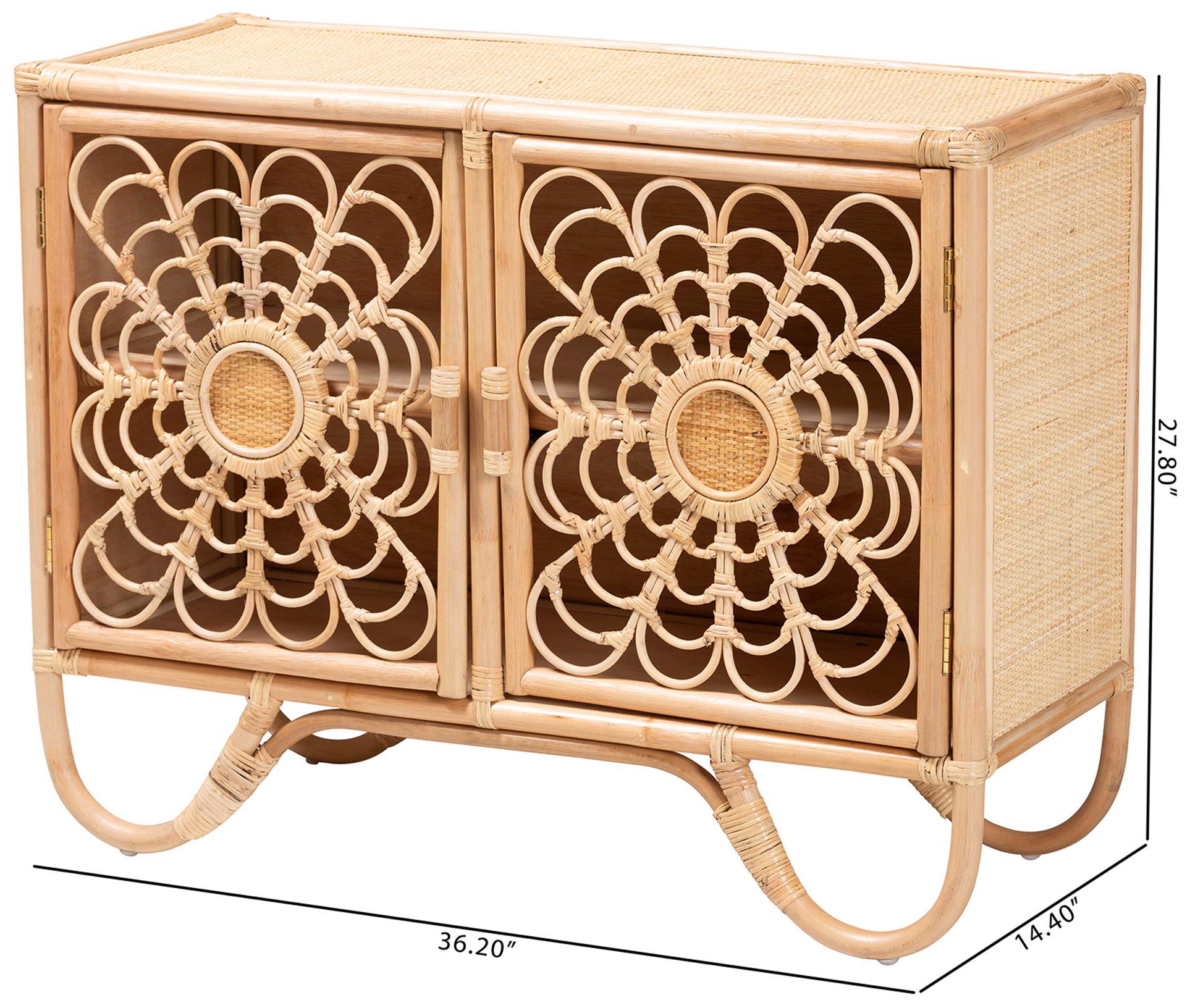 bali & pari Acelin Natural Rattan Storage Cabinet - Accent Console