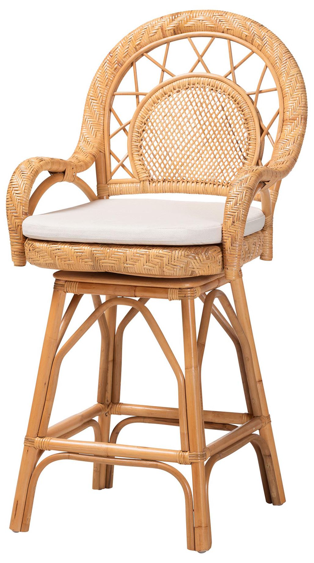 Image 2 bali & pari Adam Natural Rattan Counter Stool - Swivel Bar Chair