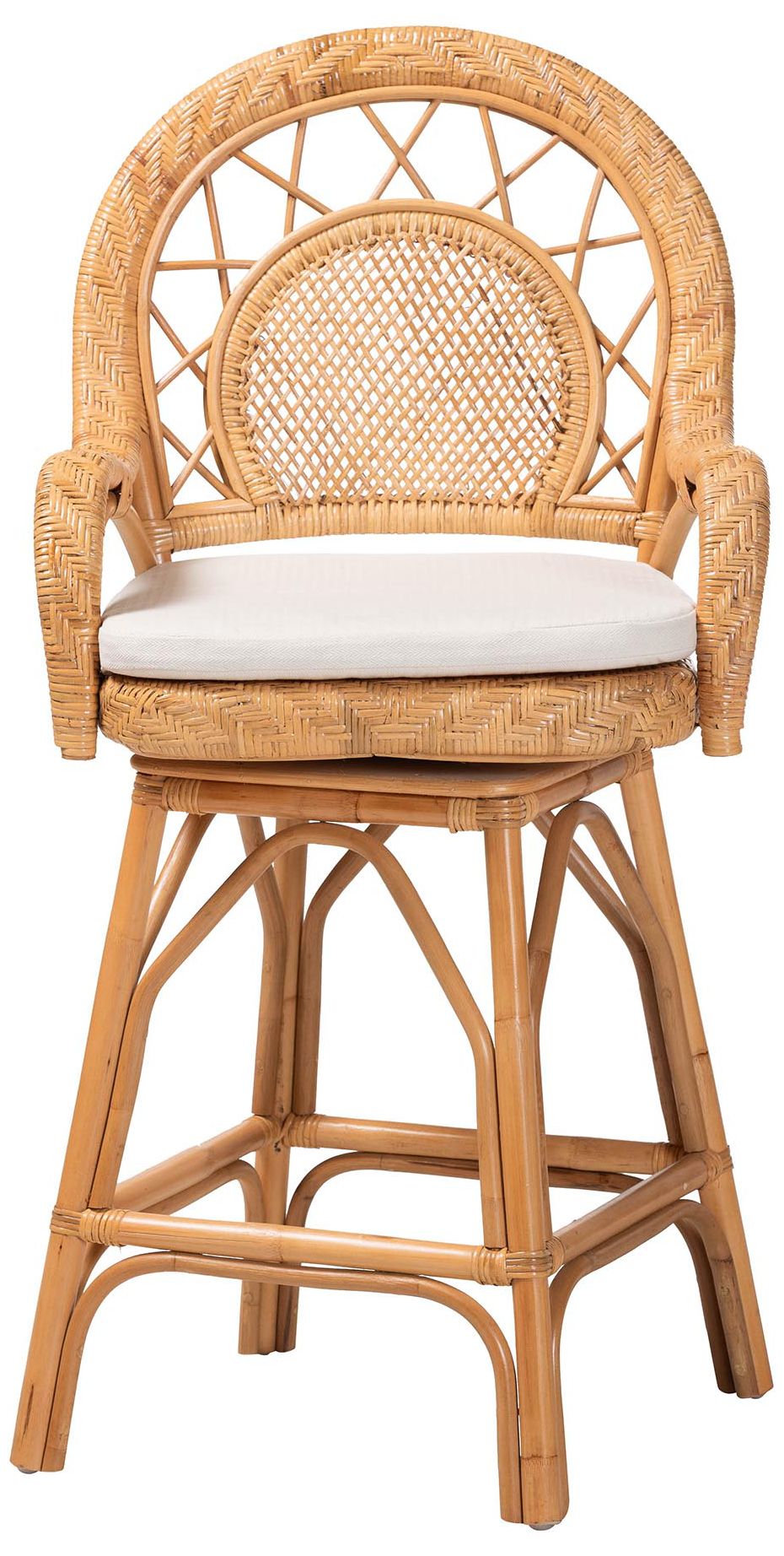 Image 3 bali & pari Adam Natural Rattan Counter Stool - Swivel Bar Chair more views