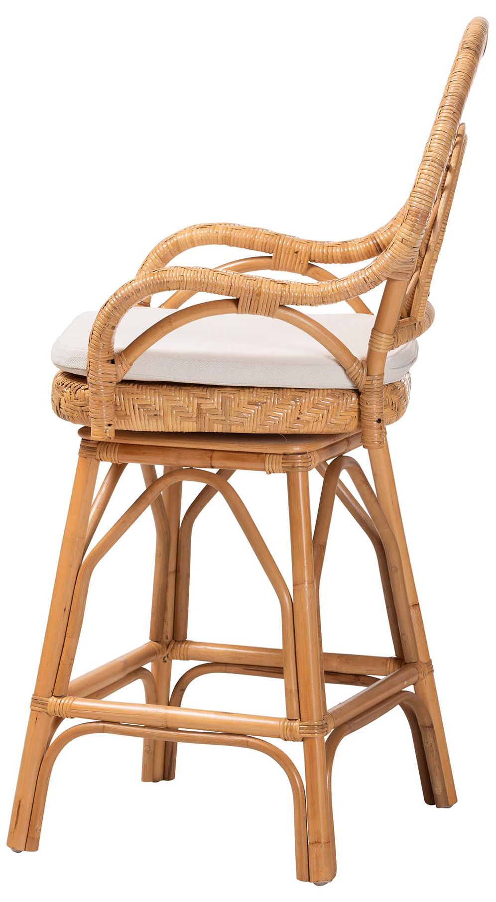 Image 4 bali & pari Adam Natural Rattan Counter Stool - Swivel Bar Chair more views