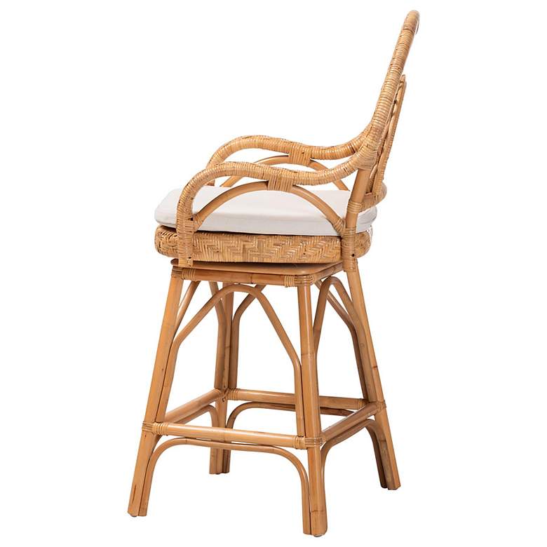 Image 4 bali & pari Adam Natural Rattan Counter Stool - Swivel Bar Chair more views