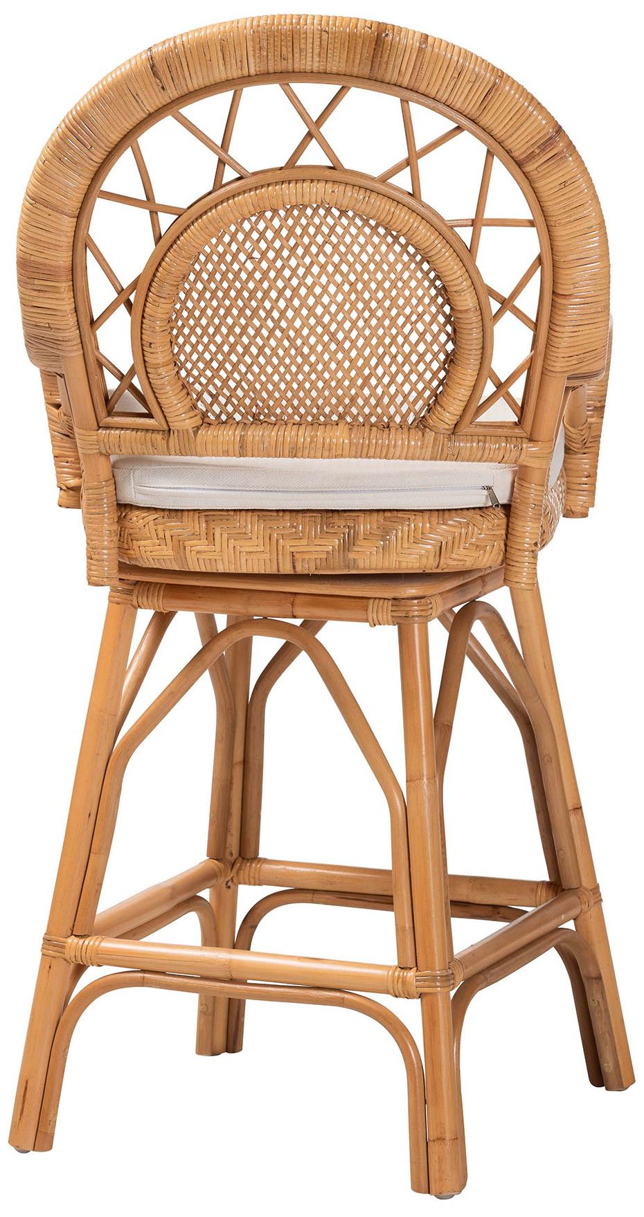 Image 5 bali & pari Adam Natural Rattan Counter Stool - Swivel Bar Chair more views
