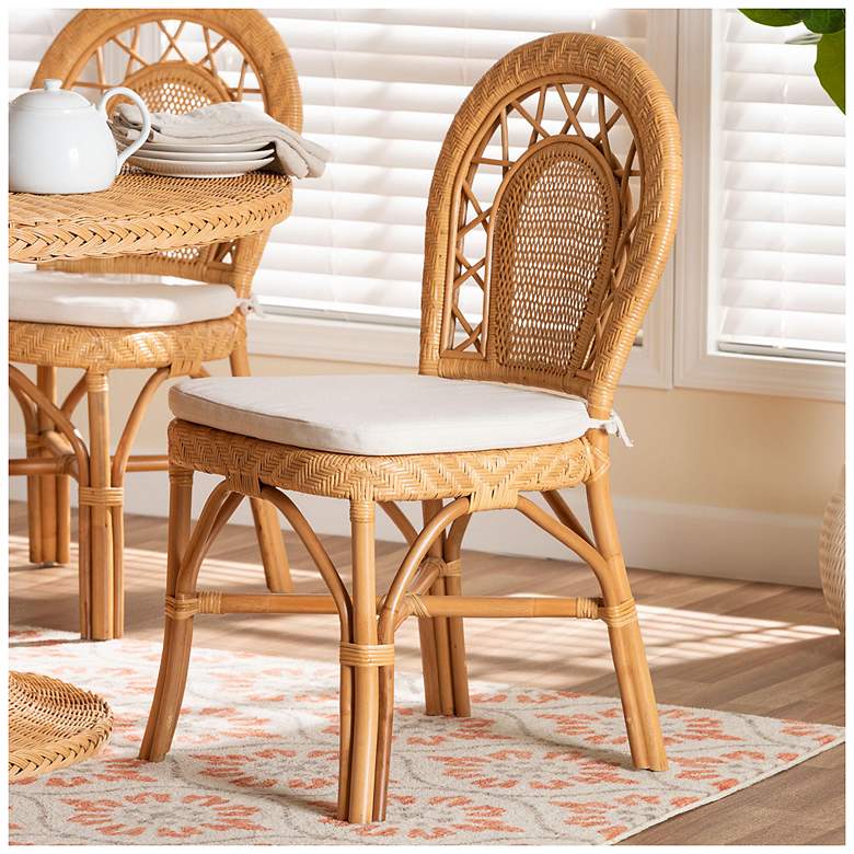 Image 2 bali & pari Adam Natural Rattan Dining Chair with Removable Cushion more views