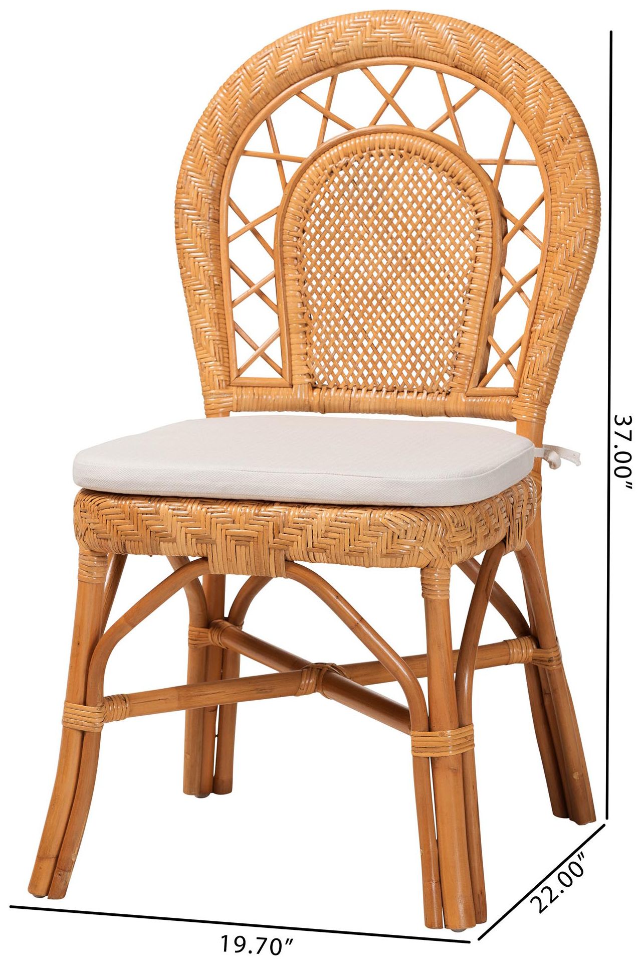 bali & pari Adam Natural Rattan Dining Chair with Removable Cushion