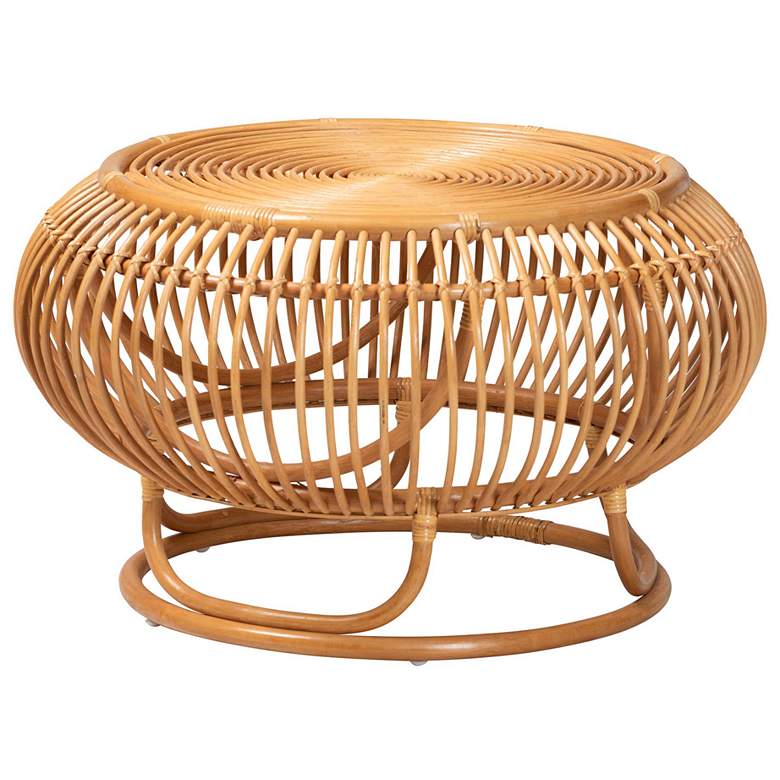 Image 2 bali & pari Adeola Round Lantern Shaped Handcrafted Rattan Coffee Table