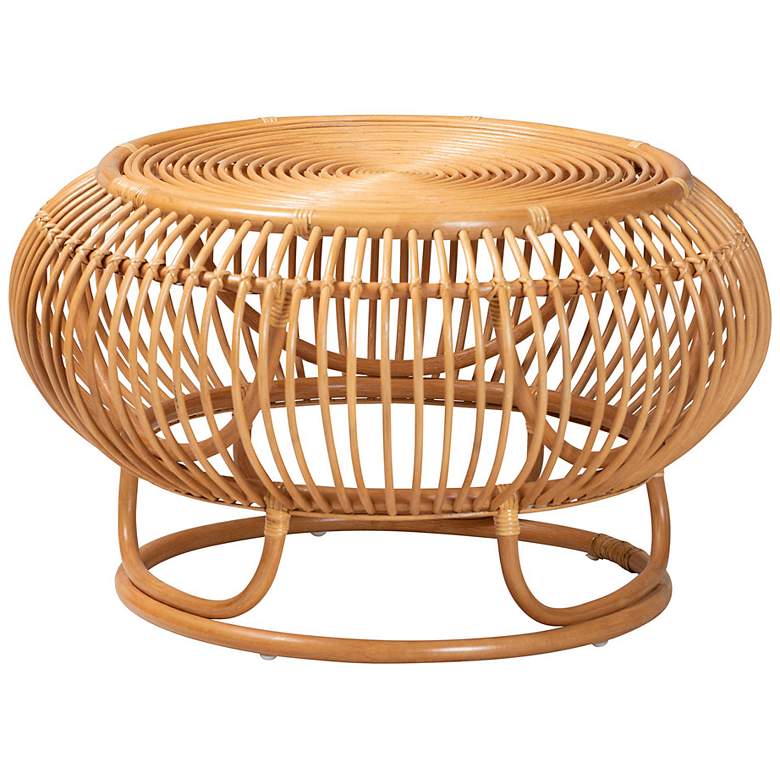 Image 3 bali & pari Adeola Round Lantern Shaped Handcrafted Rattan Coffee Table more views