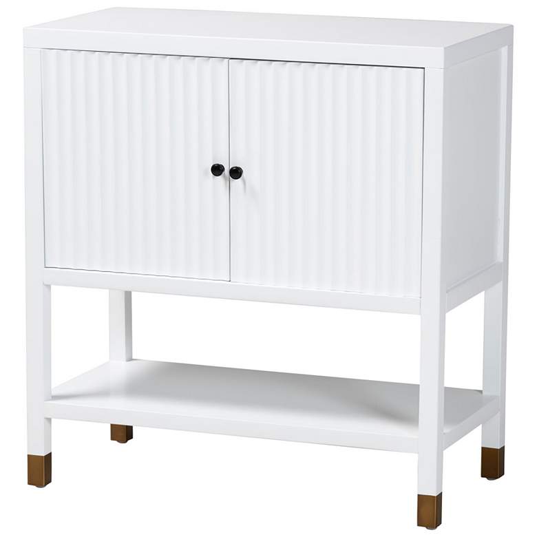 Image 2 bali & pari Aiden Fluted Sideboard - 2 Door Storage Cabinet with Open Shelf