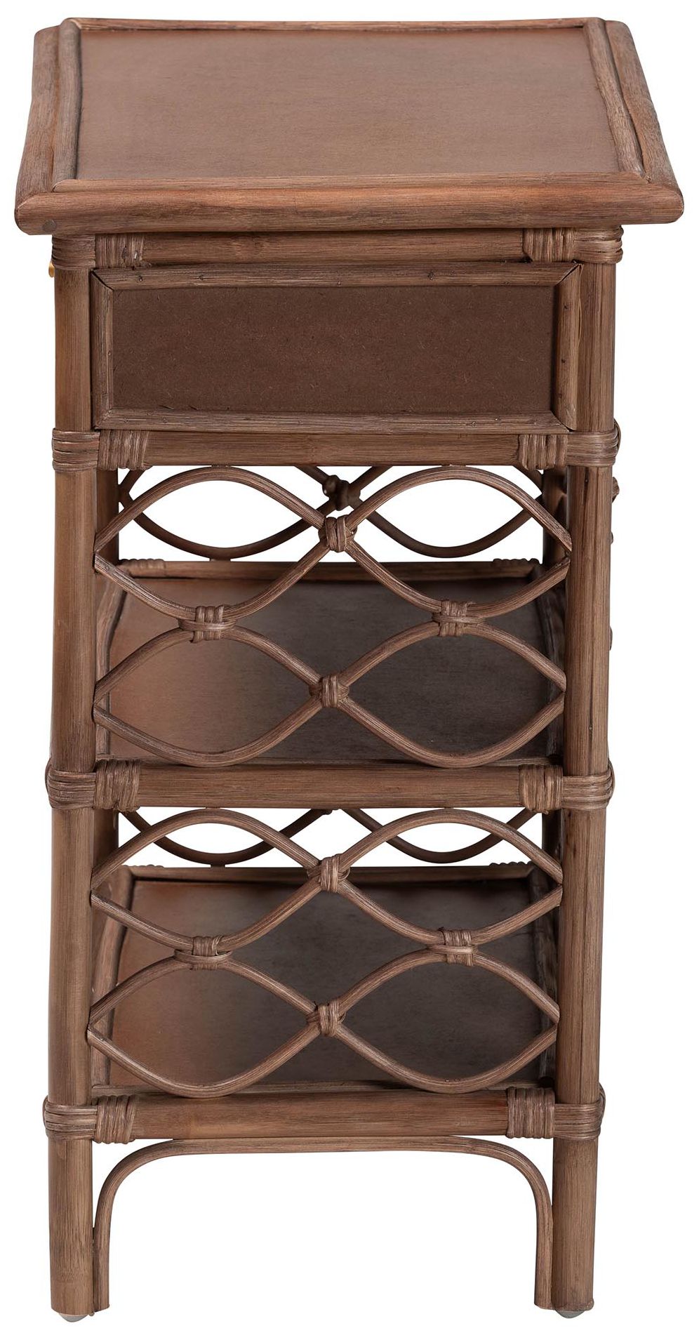 Image 5 bali & pari Akane Brown Natural Rattan Nightstand with Drawer and Shelves more views