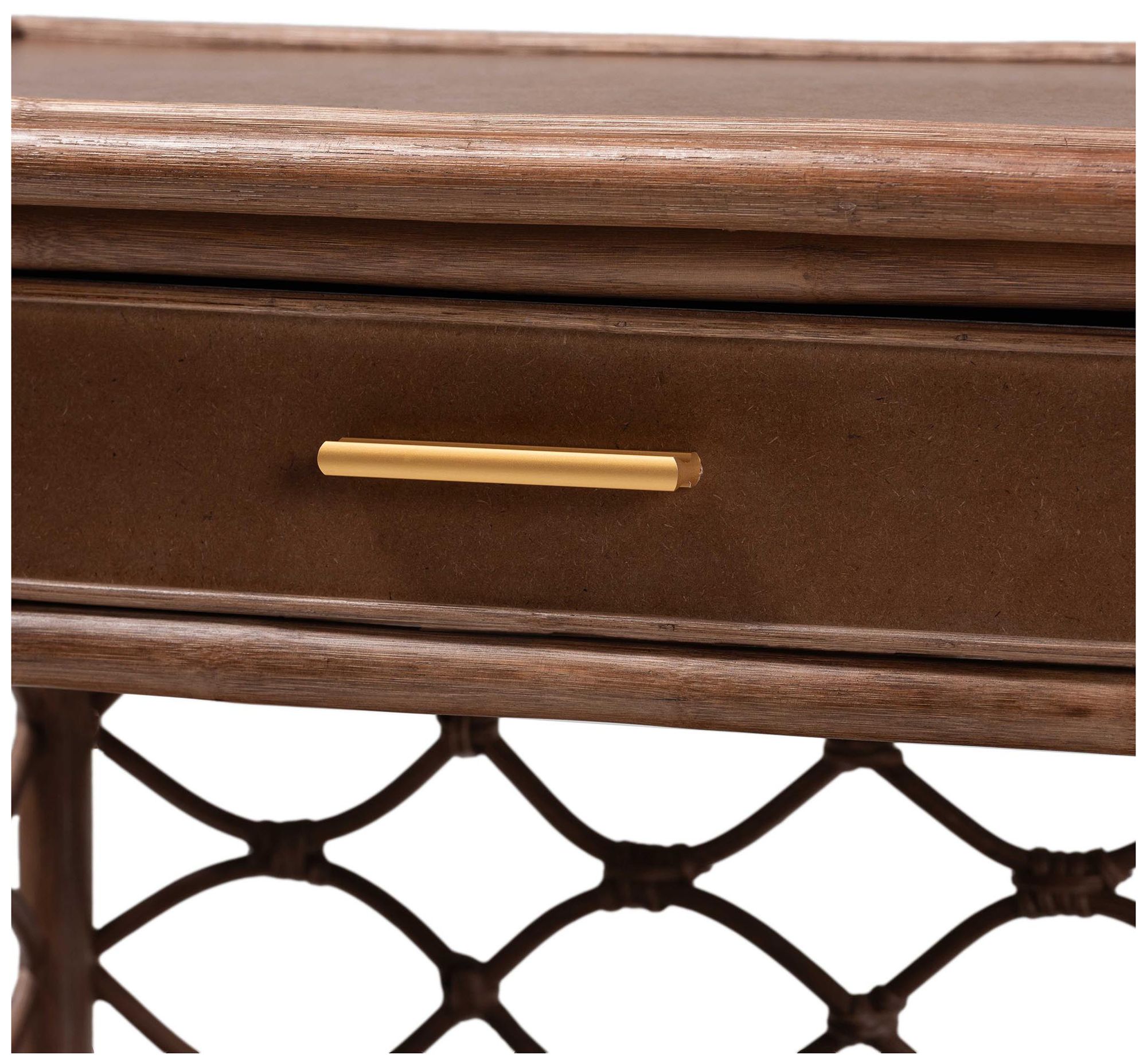 Image 7 bali & pari Akane Brown Natural Rattan Nightstand with Drawer and Shelves more views