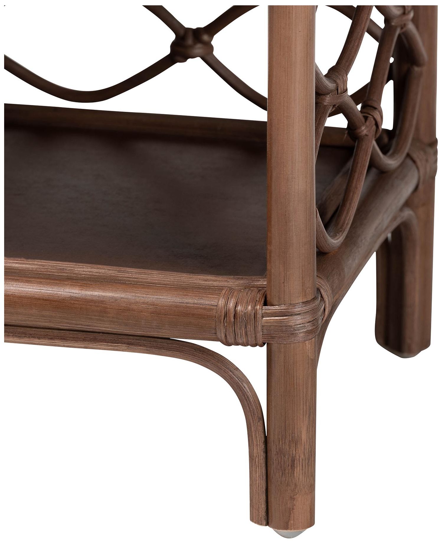 bali & pari Akane Brown Natural Rattan Nightstand with Drawer and Shelves