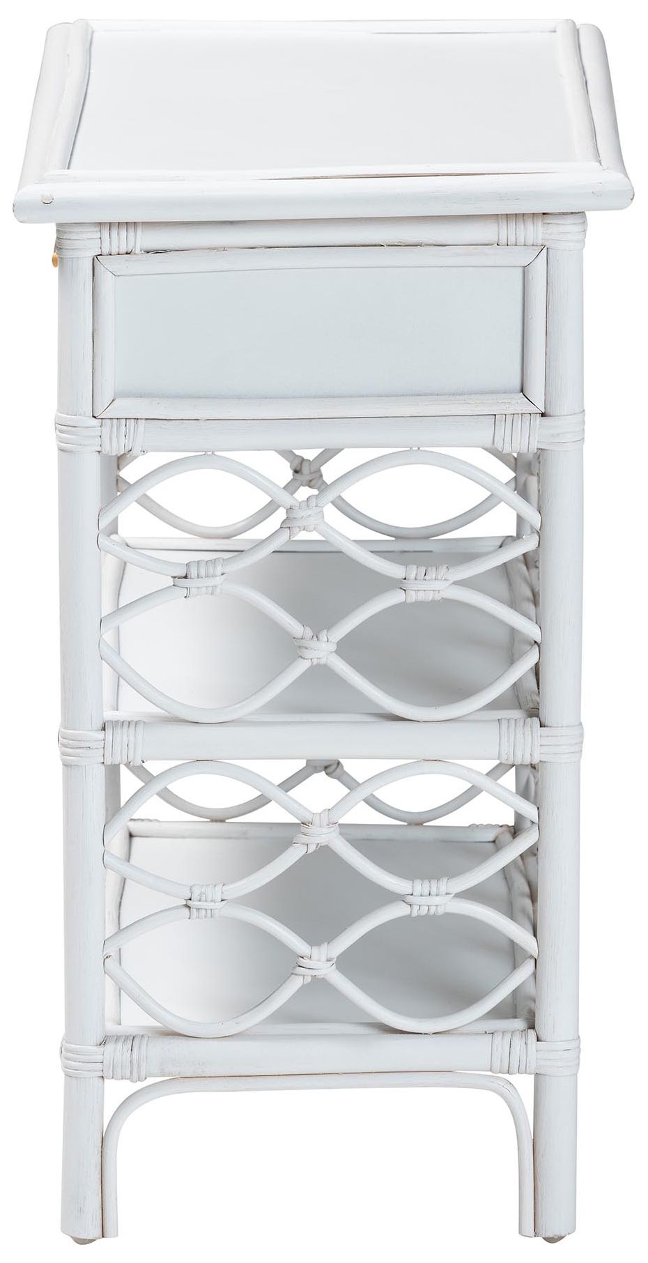 Image 5 bali & pari Akane White Natural Rattan Nightstand with Drawer and Shelves more views