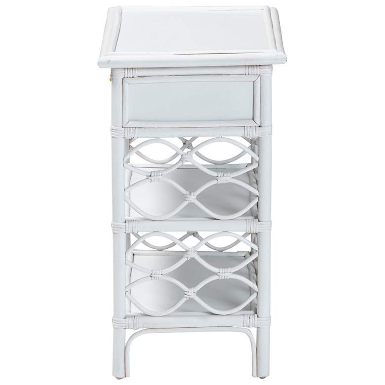 Image 5 bali & pari Akane White Natural Rattan Nightstand with Drawer and Shelves more views