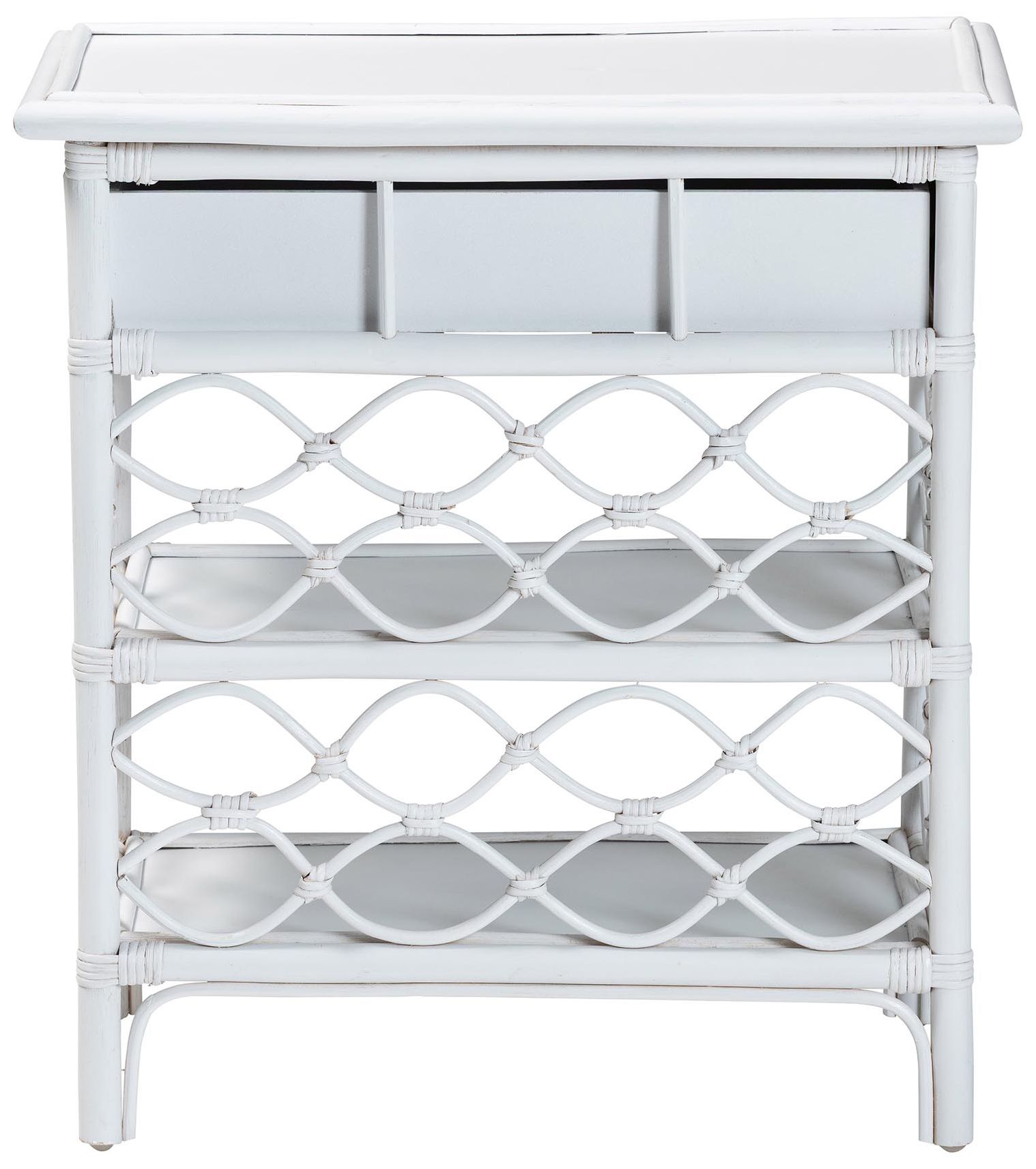 Image 6 bali & pari Akane White Natural Rattan Nightstand with Drawer and Shelves more views