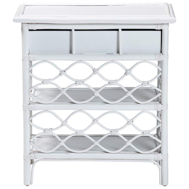 Image 6 bali & pari Akane White Natural Rattan Nightstand with Drawer and Shelves more views