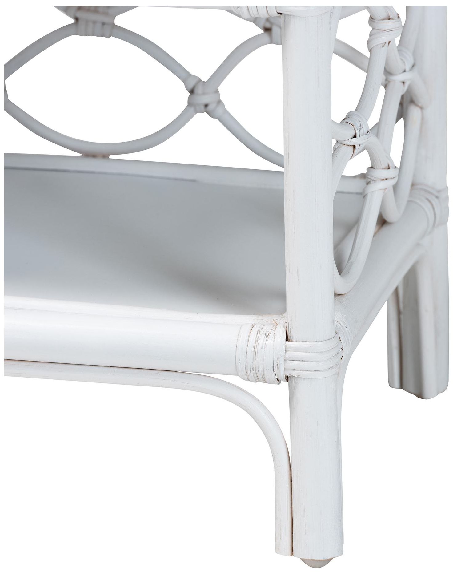 bali & pari Akane White Natural Rattan Nightstand with Drawer and Shelves