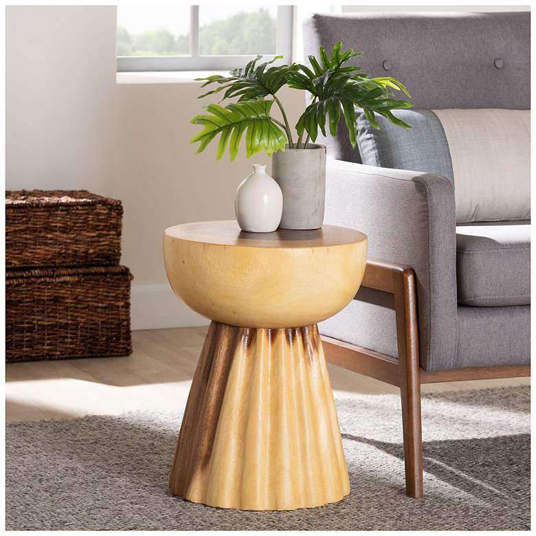 Image 1 bali & pari Alara Hand-carved Suar Wood Side Table
