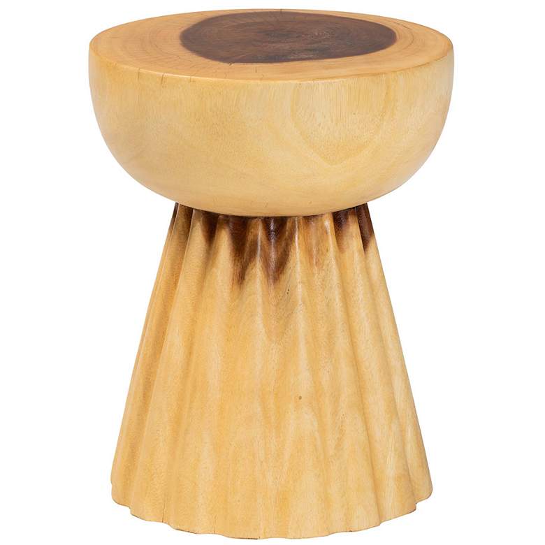 Image 3 bali & pari Alara Hand-carved Suar Wood Side Table more views