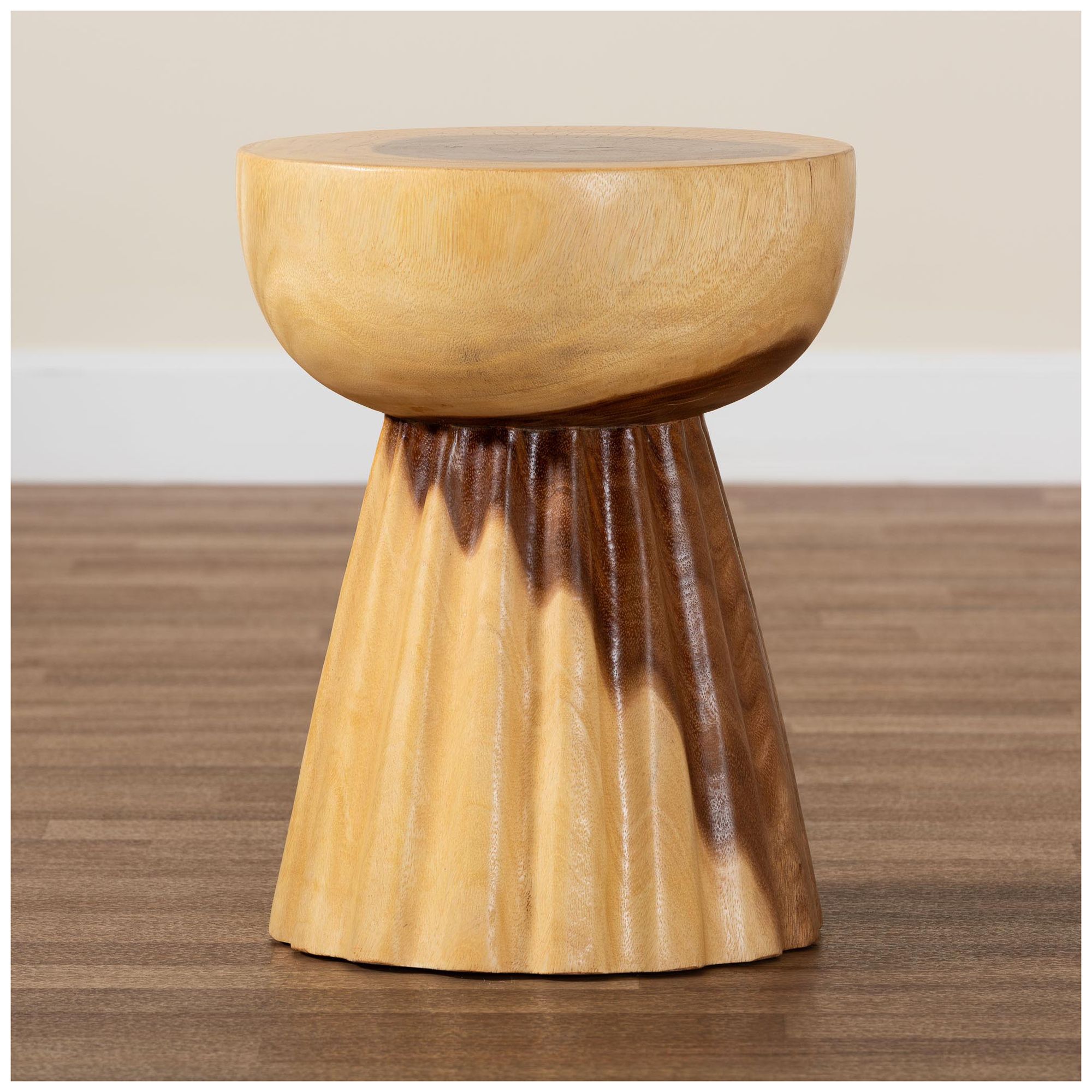 bali & pari Alara Hand-carved Suar Wood Side Table