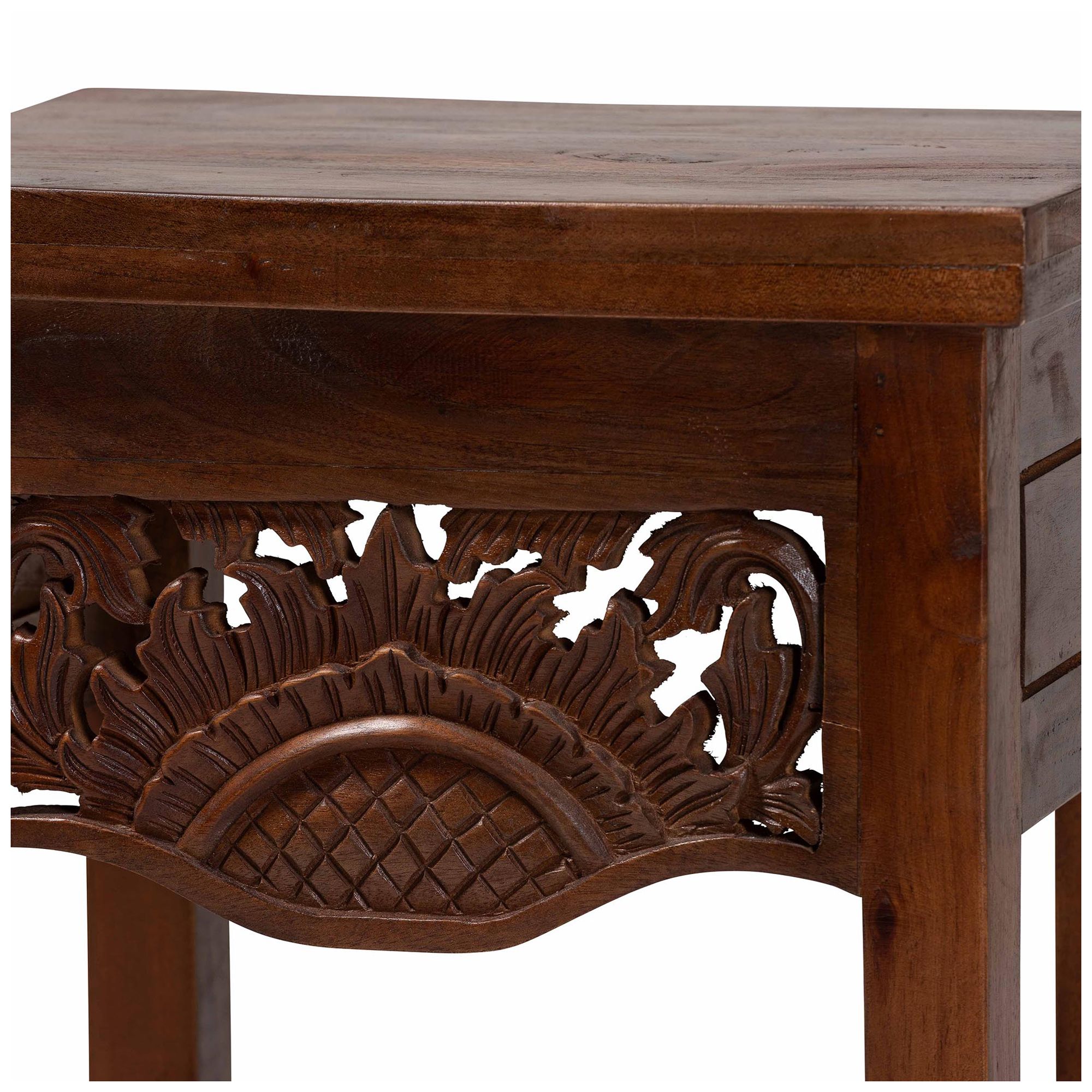 Image 6 bali & pari Alexandra Handcarved Mahogany Wood Nightstand more views