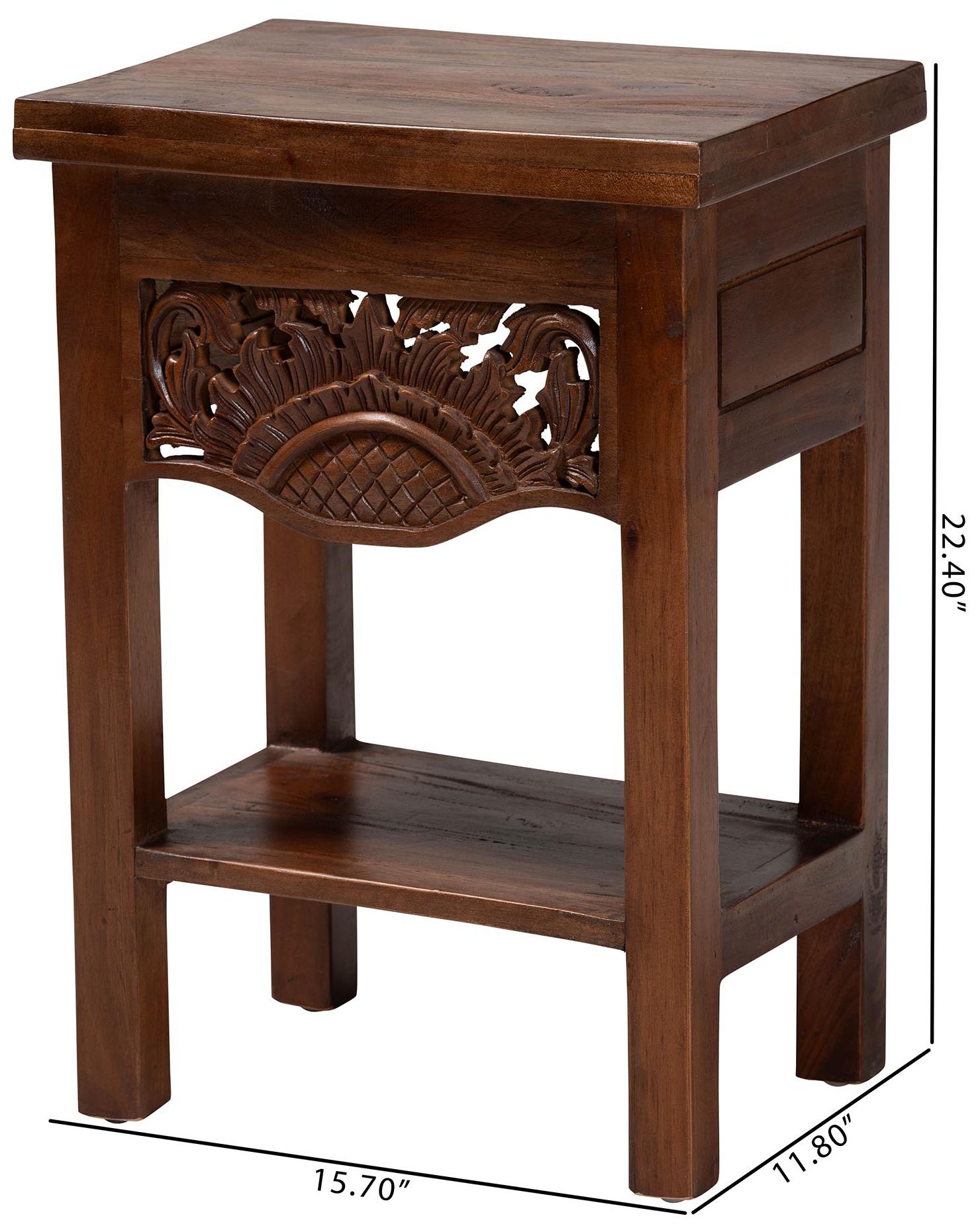 bali & pari Alexandra Handcarved Mahogany Wood Nightstand